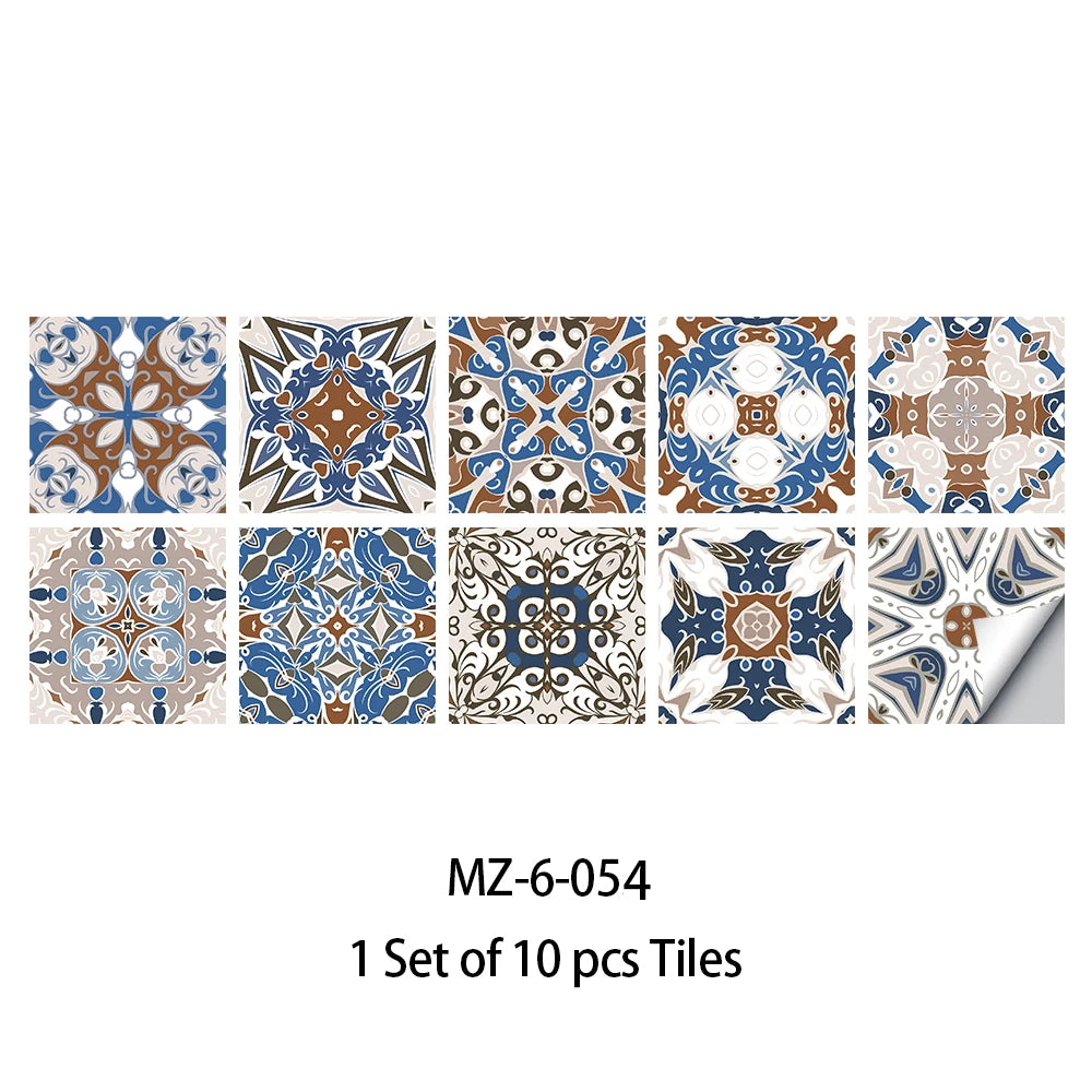 10pcs Blue & Gray Matte Surface Wall Sticker Film - Rehmiar