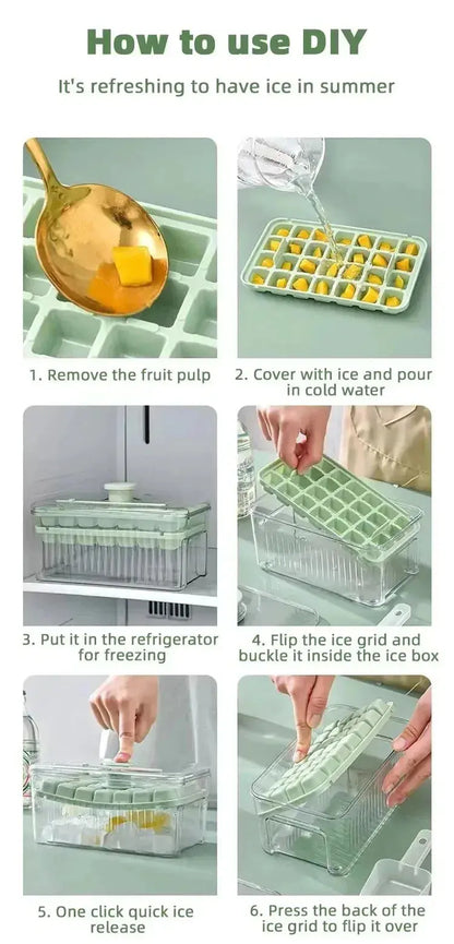 48-Grid Ice Cube Tray with One-Touch Release – Portable Ice Maker Mold & Ice Box - Rehmiar