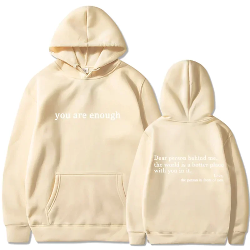 Trendy "You Are Enough" Hoodie – Unisex Retro Pullover, Street Hip Hop Top for Men & Women, Hot Selling