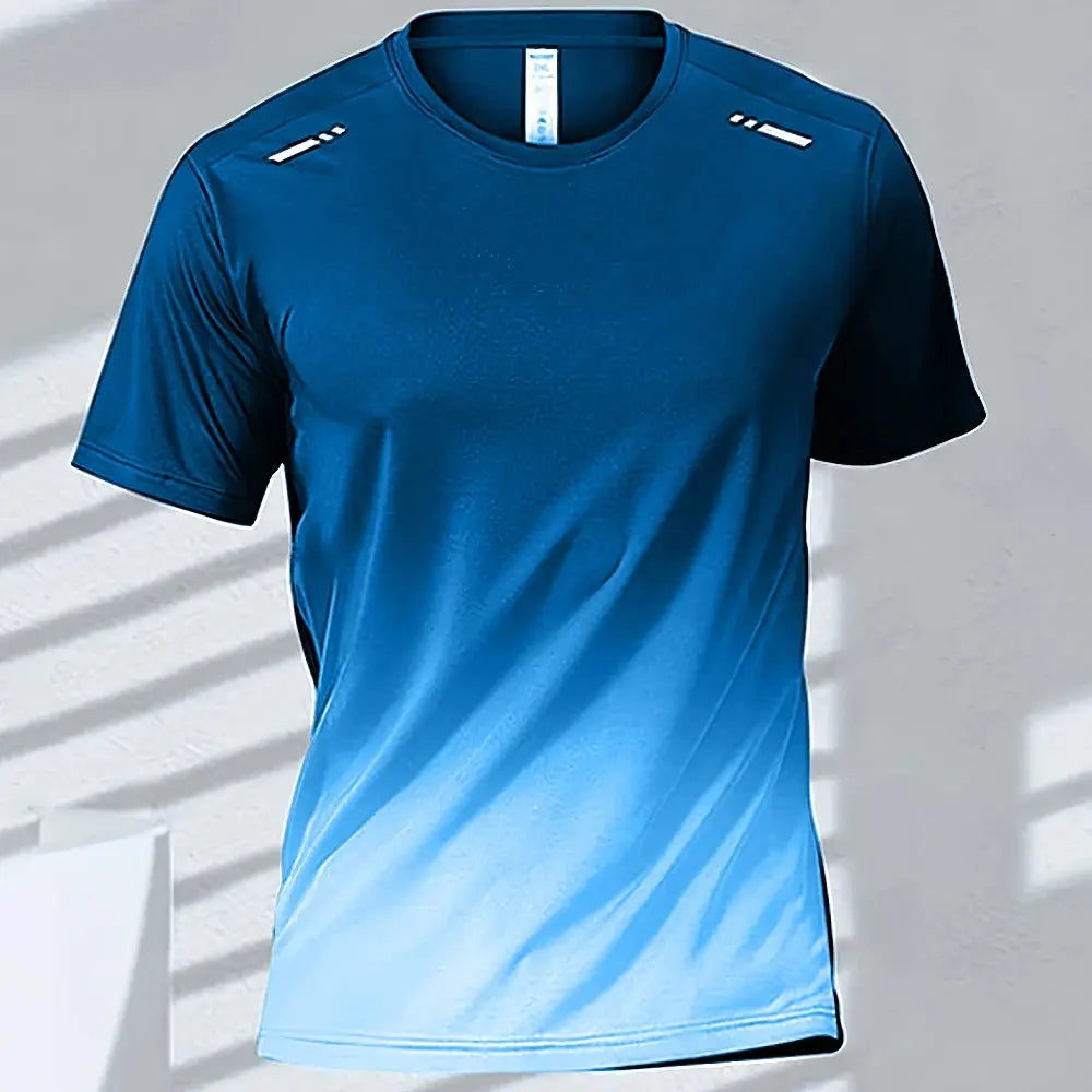 Men's Quick-Drying Gradient Short Sleeve T-Shirt – Sports Tee for Outdoor Workout, Basketball, Training & Running - Rehmiar