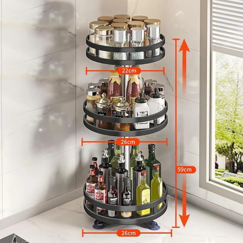 Multi-purpose 360° Rotating Storage Box Space-saving Non-slip Countertop Kitchen Storage Tableware Rehmiar