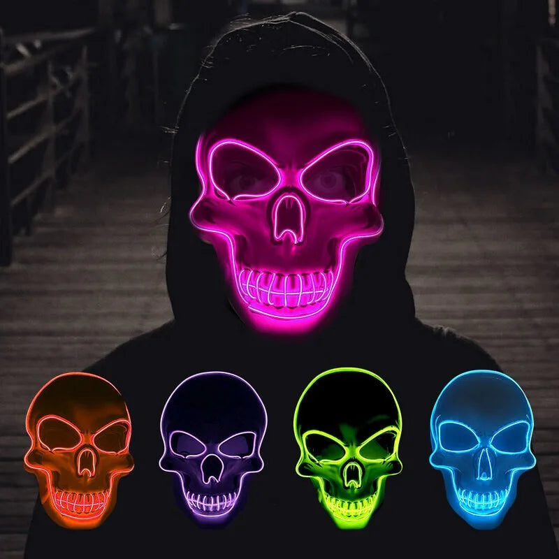 Halloween Horror Skull Mask LED Cold Light Mask - Rehmiar