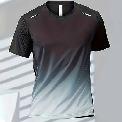 Men's Quick-Drying Gradient Short Sleeve T-Shirt – Sports Tee for Outdoor Workout, Basketball, Training & Running - Rehmiar
