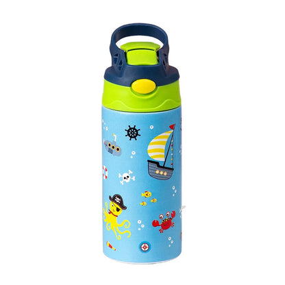 350ml Cartoon Insulated Stainless Steel Thermos Cup – Kids Cartoon Print Vacuum Flask - Rehmiar