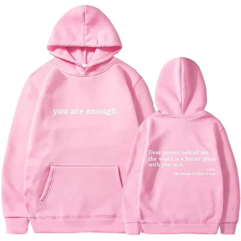 Trendy "You Are Enough" Hoodie – Unisex Retro Pullover, Street Hip Hop Top for Men & Women, Hot Selling