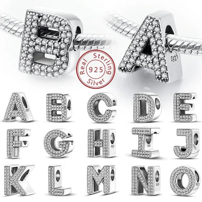 A-Z Alphabet Charms for Bracelet – 925 Sterling Silver 26 Letter Beads, DIY Fine Jewellery Gift for Women & Girls - Rehmiar