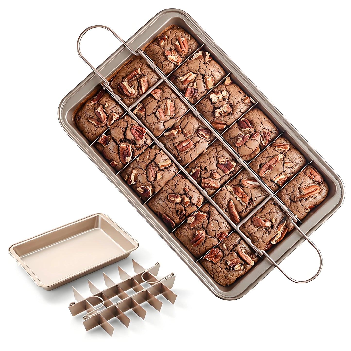 Commercial Carbon Steel Brownie Pan - 18-Slice Baker-Approved Tray ✔Detachable Dividers & NSF-Certified (13x9in Oven Essential)