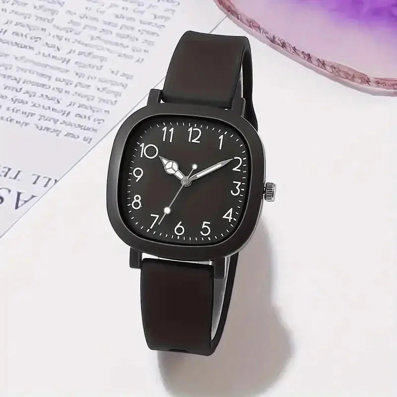 1/3/10PCS Women’s Silicone Band Quartz Watch Set – Casual Trendy Dial Wristwatches (No Box) - Rehmiar