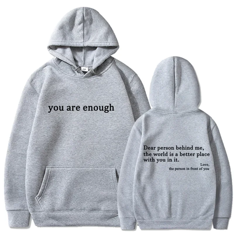 Trendy "You Are Enough" Hoodie – Unisex Retro Pullover, Street Hip Hop Top for Men & Women, Hot Selling