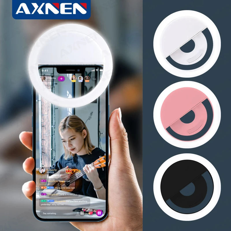 LED Selfie Light Ring with USB charging Compatible with iPhone Samsung Xiaomi Poco - Rehmiar