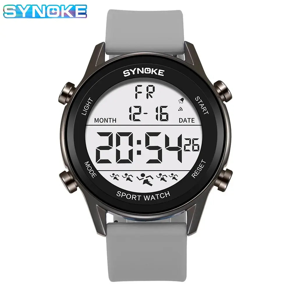 SYNOKE Men Outdoor Sports Multifunctional Waterproof Large Screen Display Luminous LED Digital Fashion Silicon Watch - Rehmiar