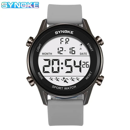SYNOKE Men Outdoor Sports Multifunctional Waterproof Large Screen Display Luminous LED Digital Fashion Silicon Watch - Rehmiar