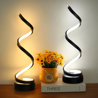 Creative Spiral LED Night Light – Dimmable 3-Color Table Lamp for Living Room, Office, Bedroom & Bedside Decor, USB Plug-In - Rehmiar