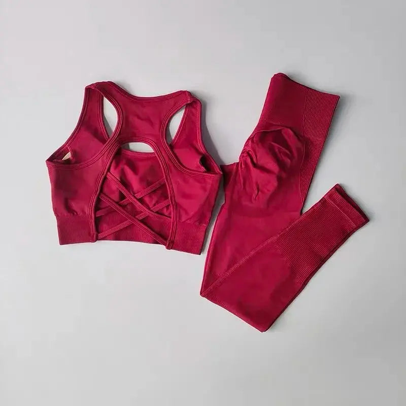 2-Piece Women's Sports Bra & Leggings Set – Professional Fitness Tank Top Bra, Shockproof Running & Yoga Suit Rehmiar