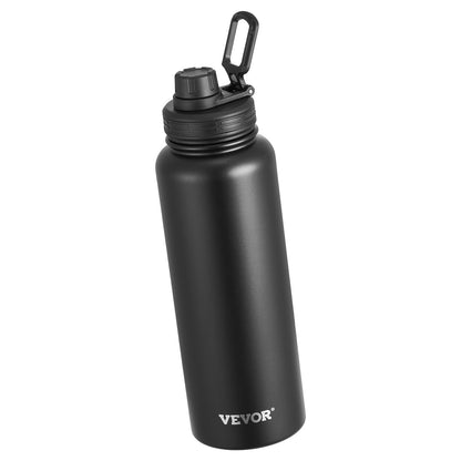 40 Oz Insulated Water Bottle Stainless Steel With Wide Mouth Lid Black - Rehmiar