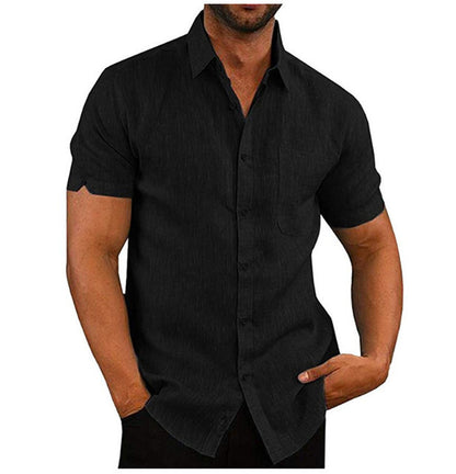 Men Short Sleeve Summer Solid Shirts Casual Loose Tops Tee - Rehmiar