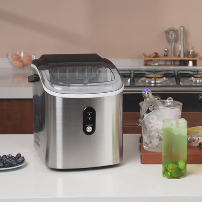 EUHOMY Portable Ice Maker – 12kg/24h Production, Bullet Ice Machine with Self-Cleaning Function for Home, Office & Shop