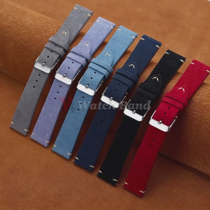 Quick Release Soft Suede Watch Band – Brown Calfskin Strap, 16mm-22mm Wristband for Men & Women Accessories