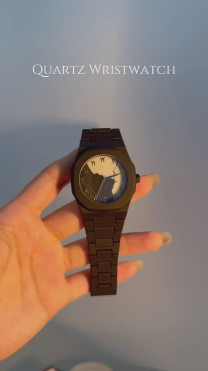 LUCKYFOX Men’s Graffiti Art Quartz Watch – Trendy Luxury Street Style Timepiece