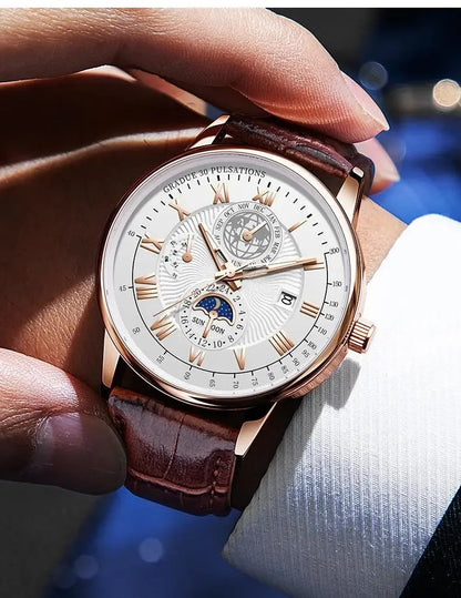 Men's Top Luxury Wristwatch Waterproof Luminous Leather Date Quartz Watches