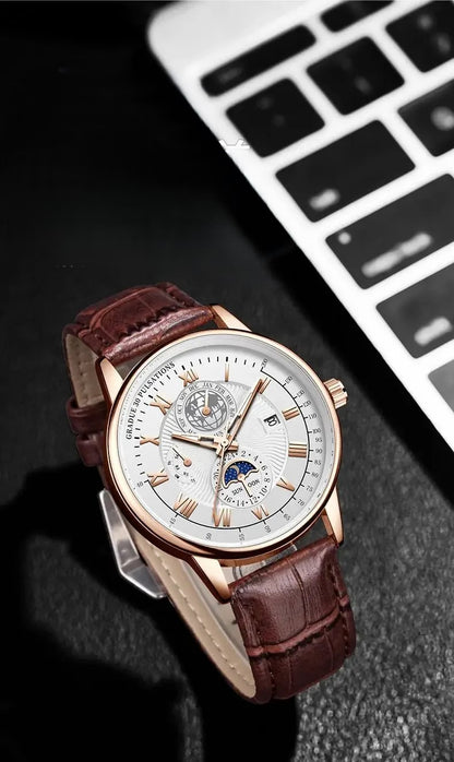 Men's Top Luxury Wristwatch Waterproof Luminous Leather Date Quartz Watches