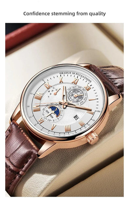 Men's Top Luxury Wristwatch Waterproof Luminous Leather Date Quartz Watches