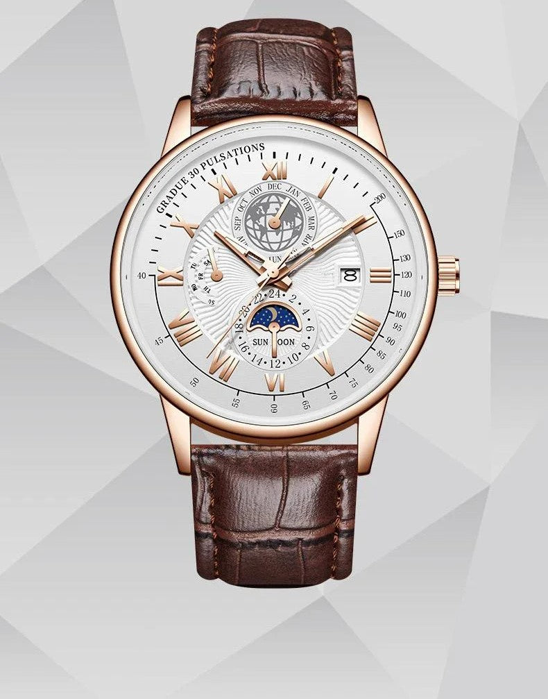 Men's Top Luxury Wristwatch Waterproof Luminous Leather Date Quartz Watches