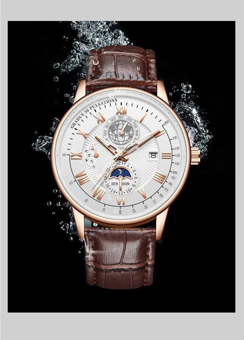 Men's Top Luxury Wristwatch Waterproof Luminous Leather Date Quartz Watches