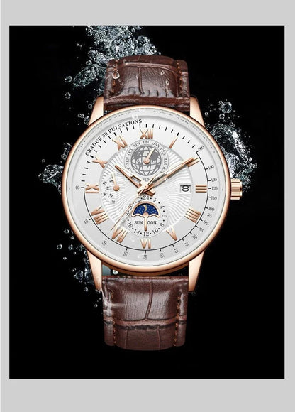 Men's Top Luxury Wristwatch Waterproof Luminous Leather Date Quartz Watches